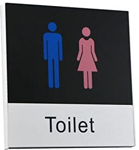 DLAZUM Aluminium-Badezimmer-Toilettenschild, Schild zur Wandmontage, für Männer und Frauen, Toilettenbeschilderung, 200 x 200 mm, Anzeige für öffentliche Waschräume, Wandklebriges Metall
