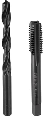 QUARKZMAN Jeu de tarauds et de forets, 1 taraud à cannelure droite 7/16-14 UNC et 1 foret hélicoïdal de 9,4 mm, outils de filetage en oxyde noir HSS6542