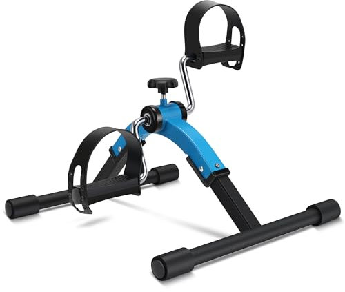 RYGEO Folding Pedal Exerciser, Mini Under Desk Bike - Portable Foot Hand Cycle Peddler Machine Bicycle Exerciser for Arm Leg While Sitting