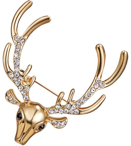 Broche Tête De Cerf Broche Femme s Pour Femmes Épinglette De Costume De Noël Ornement De Vêtements s Pour La Mode Féminine De Costume Strass Golden GALPADA