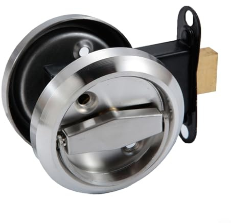 Rundes Türschloss aus Edelstahl, versenkter Türgriff, Möbelgriff, Türgriff, Türknauf, geeignet für 35–45 mm dicke Türverkleidung (Silber)