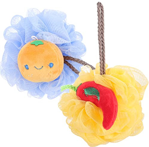 Gogogmee 2pcs Fruit Design Shower Ball Bathing Ball Bath Loofah Body Scrubber for Shower Cleaning