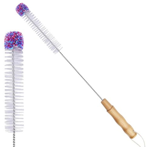 Gvolatee Scovolino per Bottiglie Lunga 45cm, Spazzole Borraccia, Spazzola per Pulire, Lavabottiglie, Pulizia delle Bottiglie con Morbido Pompon di Peluche per Pulire Tazze Thermos, Tazze da Tè