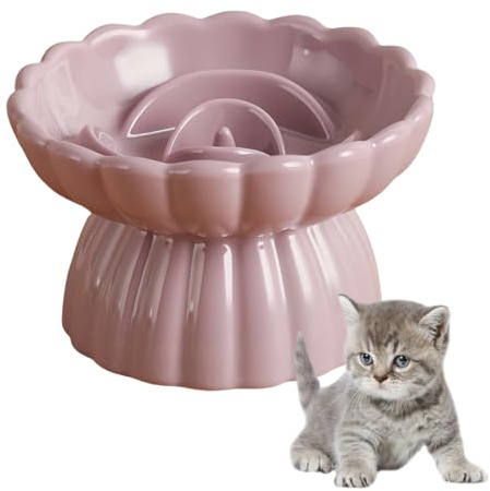 Nchdewui Anti Schling Katzennapf, Keramik Antischlingnapf Katze, Slow Feeder Katze Nassfutter, Katzennapf Erhöht, Interaktiver Napf Für Slow Feeder Und Katze, Antischlingnapf Für Katzen (Purple)