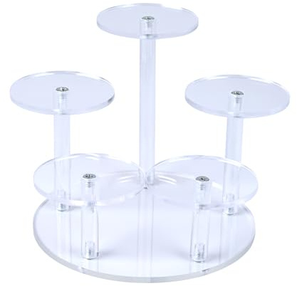 MUTTE Tier Clear Display Riser Stand Acrylic Shelf for Pop Figures, Perfume, Dessert, Nail Polish, Crafts, Small Collectibles (5 circles dia. 6cm)