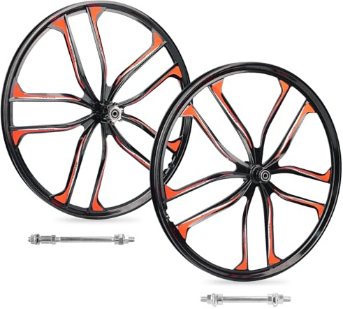 ZUKKA Bike Wheel Set 26 Inch Magnesium Alloy One-Piece Bike Wheels 10 Spokes Rim Front & Rear 100x135mm for 7-12s Freewheel Quick Release Axles,for Mountain/Folding/Kids Bikes