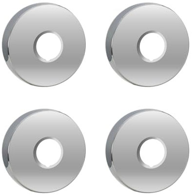 Hugwish Rubinetto Rosetta Acciaio Inox (3/4) Ø 27 mm x Ø 80 mm x altezza 20 mm 4 Pezzi, Rubinetto Rosetta Interno, Finiture Per Rubinetti Doccia E Rubinetto A Parete Acqua Calda