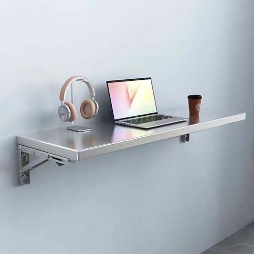 YHDMDQ Mesa Plegable Pared De Acero Inoxidable, Mesa Flotante Plegable, Escritorio De Hojas Abatibles Mesa De Comedor De Montaje En Pared Mesa Bar Colgante(40x20cm/16x8in)