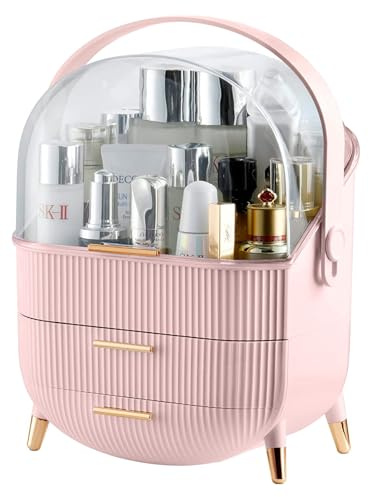 Neo Tre lager kosmetisk smink smink sminkbord skönhetsförvaring organiserare hudvård displaybox fodral hållare (rosa)