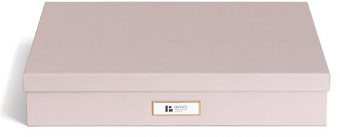 BIGSO SVERKER Dokumentenbox A3 – Aufbewahrungsbox mit Deckel und Griff – Schreibtischablage für Unterlagen, Skizzen & Dokumente – Archivbox aus recycelter Faserplatte und Papier – rosa