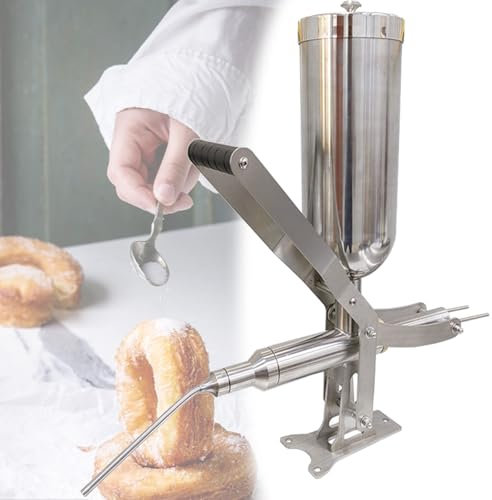 Donut Filler Machine 5L, 304 Stainless Steel Churro Maker Kit, Manual Countertop Chocolate Jam Cream Filling Machine with Filling Pipes, for Bakeries, Dessert Shops, Kitchen,4Pipes