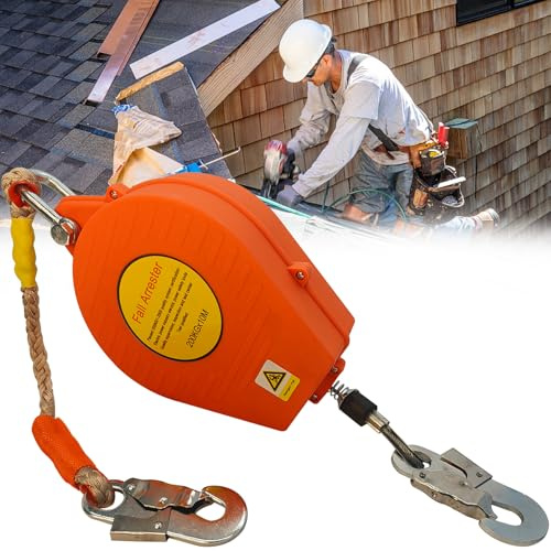 Dispositif Antichute a Rappel Automatique 10m, Harnais de Securite Anti Chute Certifié CE avec Crochet Autobloquant, Équipement de Protection Individuelle pour Travaux en Hauteur - Charge:200kg