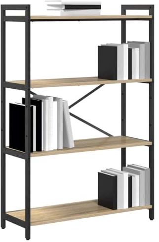 vidaXL Hyllsystem Sonoma-ek 80 x 30 x 120 cm Konstruerat trä, Modern industribokhylla, hållbar förvaringslösning, flera nivåer, perfekt för hemmet eller kontoret
