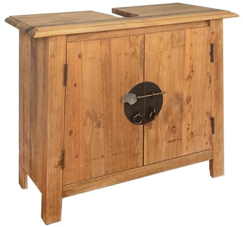 Qnhdfrt Mobile da bagno in legno massello di pino massiccio, stile retrò, vintage, 70 x 32 x 63 cm, sottile, piccolo fascino rustico per bagno e WC