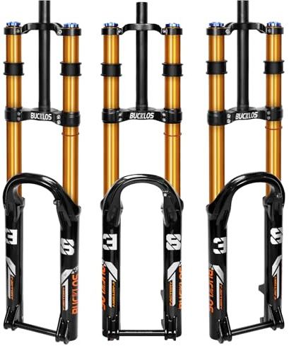 AEYINO Bike Forks 27.5 29 Inch Downhill Forks Air Suspension MTB DH Fork | 180mm Travel Dual Crown 38mm Tube 15x110mm Boost Thru Axle Rebound Adjust Disc Brake Front Fork Shock Absorber for AM Bikes