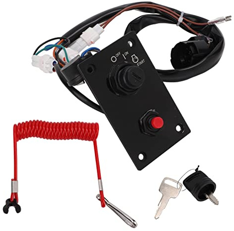 Tbest Marine Outboard Motor Tändningsbrytare Panel Enkelnyckel Vertikal 3710096j24 Ersättning för Dubbelkontroll PC ABS Metall 12V