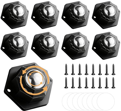 8 Stück Schwarz Möbelrollen 20mm Rollen für Möbe, 360° Drehbar Kugelrollen für Möbel Selbstklebendes Rollenrad Belastung 200 kg, Mini Möbelrollen Rollen für Möbel, Küchengeräte & Aufbewahrungsboxen
