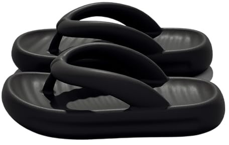 ZZlei2yu-12 Pantofole da Casa Infradito alla moda for donna, con suola spessa e antiscivolo, comode infradito estive da bagno, doccia, spiaggia tempo libero(Nero,Alpha Small)