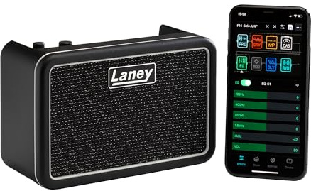 Laney PRISM MINI Tragbarer Smart-Gitarrenverstärker, App-gesteuerter Übungsverstärker mit 100 Presets, 17 Amp-Modellen, 32 Effekten, integriertem Tuner, Drum Machine, 14 Stunden Akkulaufzeit – Schwarz