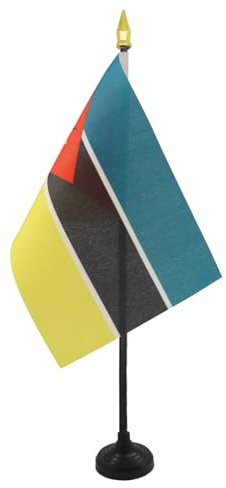 AZ FLAG Moçambique bordsflagga 15 x 10 cm - liten moçambicansk kontorsflagga 10 x 15 cm guldspets
