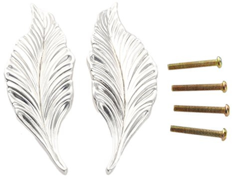 Mgoodoo 2Pcs Cupboard Handles,Decorative Drawer Pull Zinc Alloy Leaf | Vintage Style Furniture Knob for Kitchen Cupboard,Bedroom Dresser&Wardrobe,Easy Install Hardware,Farmhouse