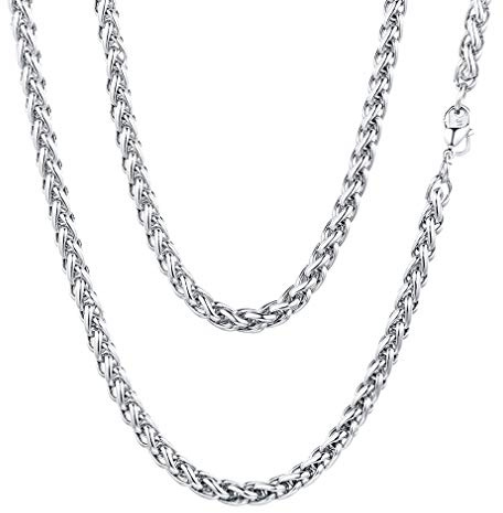 FaithHeart Herren Damen Kette, Edelstahl 3mm/6mm Weizenkette Halskette 45CM-75CM,Personalisierte Geschenke mit Gravur für Geburtstag Valentinstag Weihnachten