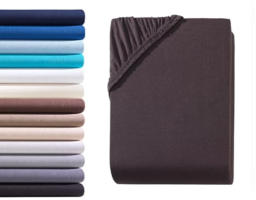 Exclusive Topper-Spannbettlaken | Bettlaken mit extra starkem Stoff 160 g/m² | Ideal für Boxspringbetten und Topper | OEKO-TEX® MADE IN GREEN | Split-Topper 10cm Steghöhe | 180/200x200 cm Schokobraun