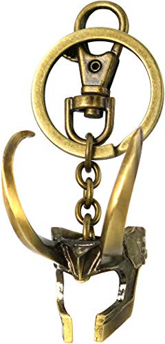 Thor Porte-clés Loki, Casque, Officiel, Doré, Métal, Rétro, Enfant, Homme