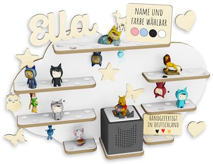 Holzura Kinderregal zur Tonie Aufbewahrung, Wandregal für Toniebox, Regale für Tonibox und Figur, Kinderzimmer Wandregale für Musikbox und Tonie figuren, Wolke (Weiß)