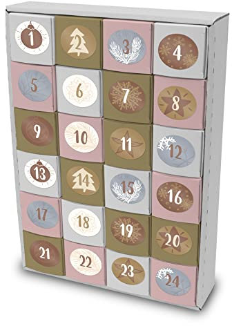 itenga SET Adventskalender zum Füllen Würfel 6,5cm + Sticker Z15 + Würfel (gold, weiß, rosa)