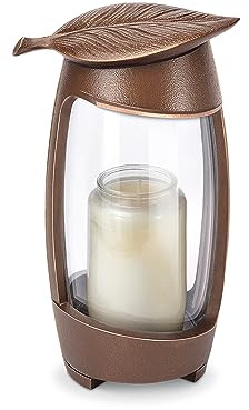 legendURN Grave Lantern Bronze with Leaf Motif in Several Colors | Grave Lantern or Cemetery Lamp with Leave Bronze