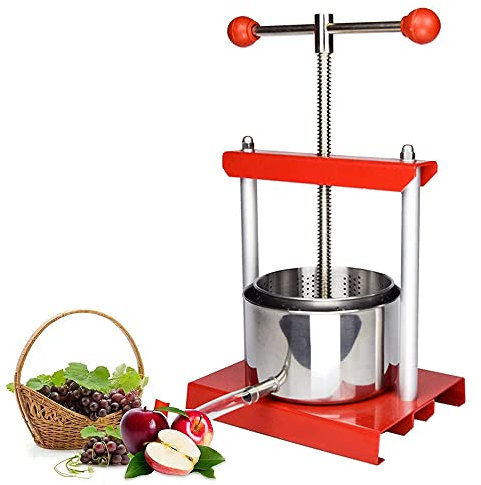 MNSRRN Großraum Großraum Safter, manuelle Weinpresse mit doppeltem Edelstahl-Fass, Fruchtwein, Käse-Entsafter,6L