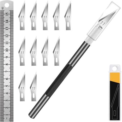 Artcut Scalpel De Précision avec Lame 10#11, Règle et Cutter pour Modelisme, Papier, Sculpture - Outil De Découpe Chirurgical (Noir)