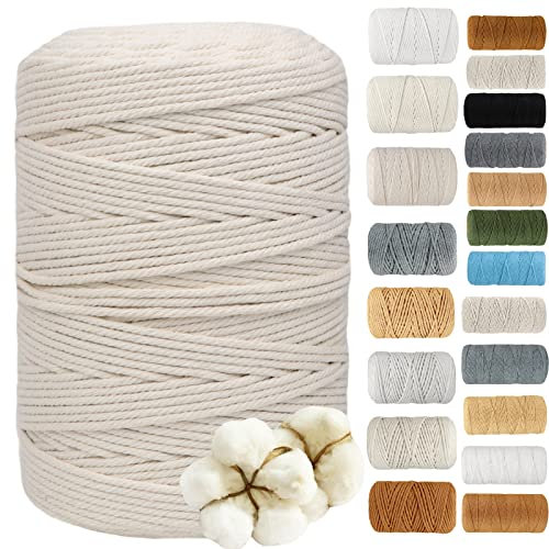DXRPO Macrame Corda 3 mm x 300 m, macramè Filo, Corda per Macrame 3mm,Macrame Corda per Appendiabiti per Fiori in Macrame, DIY Knitting Craft, Home Decor Camera da Letto e Decorazioni Nuziali (Beige)
