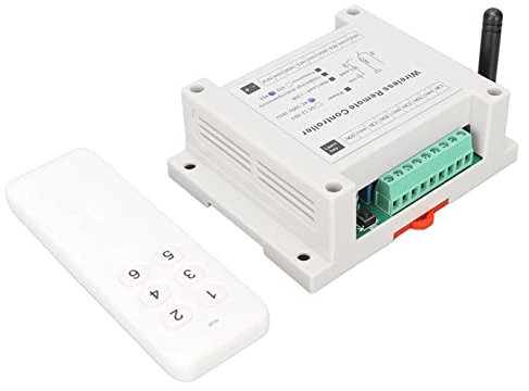Interruptor Remoto Inalámbrico, Interruptor de Relé de Control Remoto RF 433MHZ Receptor Inalámbrico de 6 Canales, 328 Pies de Largo Alcance para Iluminación Abrepuertas de Garaje de Ventana