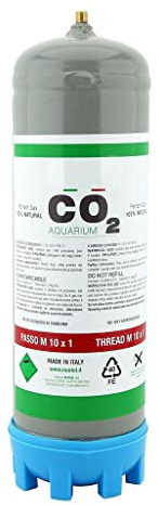 Acquariomania Bombola CO2 per Acquario 1300g Usa e Getta Passo 10x1mm Standard con Piedino Made in Italy