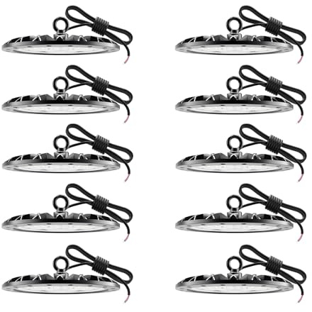 Royana 10PCS 200W 20000LM UFO LED Lámpara Alta Bahía, 6000K Naves Industriales IP65 Impermeable Campana LED Iluminación Comercial Para Garaje Fábrica Taller