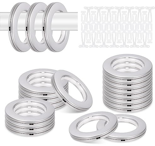 Glarks 20 juegos de ojales de plástico para cortina de identificación de 1-5/8 pulgadas (42 mm), ojales con arandelas, ojales fáciles de presionar, lienzo, manualidades de cuero (plateado)
