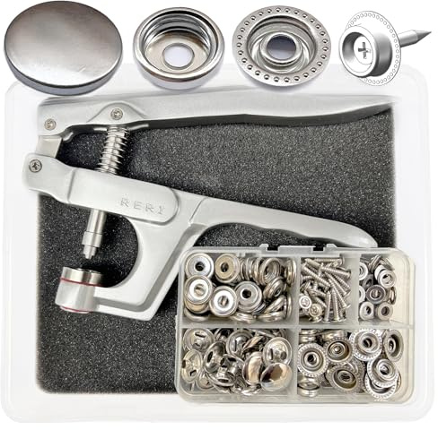 Druckknöpfe mit Zange 50 set Edelstahl 15mm Druckknöpfe für Lederhandwerksjacke Handtasche Brieftasche