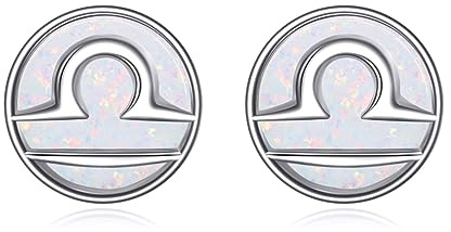 Sternzeichen Ohrringe für Damen Mädchen 925 Sterling Silber Konstellation Ohrstecker Weißer Opal Sternzeichen Schmuck Geschenk