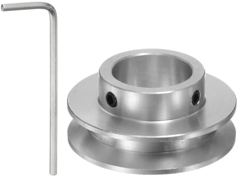 sourcing map enkelspår remskiva 19 mm fast hål 40 mm ytterdiameter aluminiumlegering med sexkantsnyckel för borrmaskin 6 mm PU-rund rem