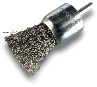 Kibros Lot 10 brosses en bout pinceau tige Ø 6 mm fil inox dur Ø 28 mm | Fil inox dur Ø 0,30 mm, pour perceuse ou visseuse à mandrin, ébavurage décapage nettoyage surfaces métalliques.