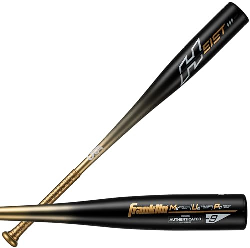 Franklin Sports Metal Youth Baseball Bat - Heist Kids Bats for Ages 8-12 - 2 5/8 Inch Big Barrel - Youth Drop -9 - USA Baseball Approved - 30 Inch / 21oz. - Black Heist 900