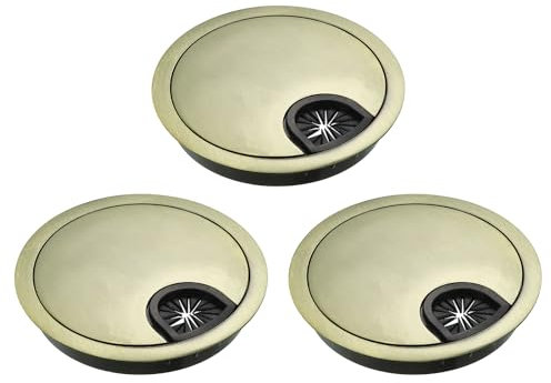 sourcing map 3Pcs Cable Hole Cover, 3-5/32 Zinc Alloy Desk Wire Cord Cable Grommets Hole Cover for Office PC Desk Cable Cord Organizer, Bronze Tone