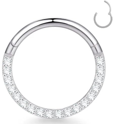 Nasenpiercing Titan piercing ring helix piercings– Universal Scharniersegment für Septum, Nase, Lippe, Ohr – Stilvolles Design (1,2 mm Stabstärke | 10 mm Innendurchmesser, Silber)