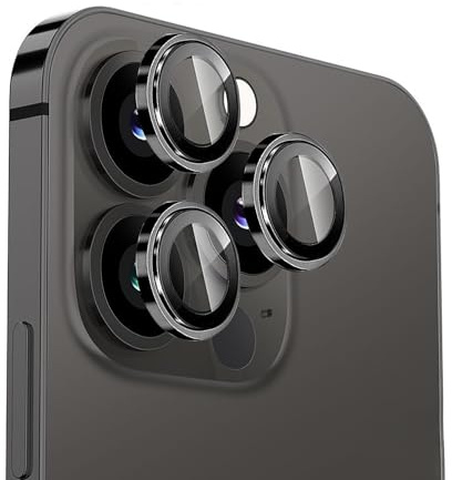 3 Pièces Protection Objectif Caméra pour iPhone 15 Pro/iPhone 15 Pro Max, Dureté 9H Protection Camera Verre Trempé Anti-Rayure Objectif, Protecteurs Résistants aux Chocs, Installation Facile, Noir