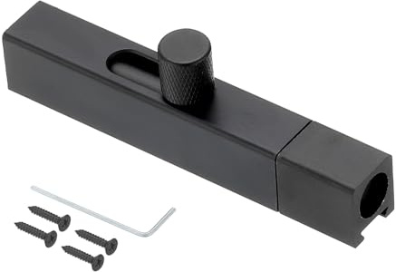 PATIKIL Gear Handle French Door Lock, 3 Inch Aluminum Alloy Barrel Bolt Latch Security Slide Door Deadbolt Lock with Screws for Inside Bedroom Door Cabinet Safety, Black