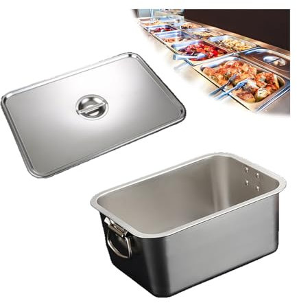 NJDQFA Stapelbar Gastro Behälter Mehrweg, Rechteckig Edelstahl Gastronomiebehälter,Lebensmittel Lagern Behälter,40 * 30cm,15cm