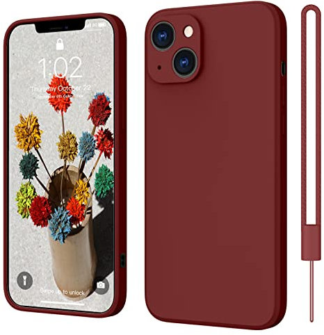 ElestBela iPhone 13 Hülle Silikon Case, Hanyhülle iPhone 13 Ultra Dünn Slim mit Microfiber, Kratzfeste Rundumschutz Silikon Case Schutzhülle Hülle für iPhone 13 Dunkel Rot