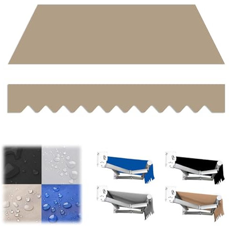 Markise Stoff, Langlebiger Markisenstoff, Markisen Ersatzteile, for Hof Deck Balkon, Anti-UV & Wasserfest, Wasserdichter Mehrzweck-Markisenschutz, Einziehbare Terrasse Markise Stoff Ersatz(Brown,(16x6